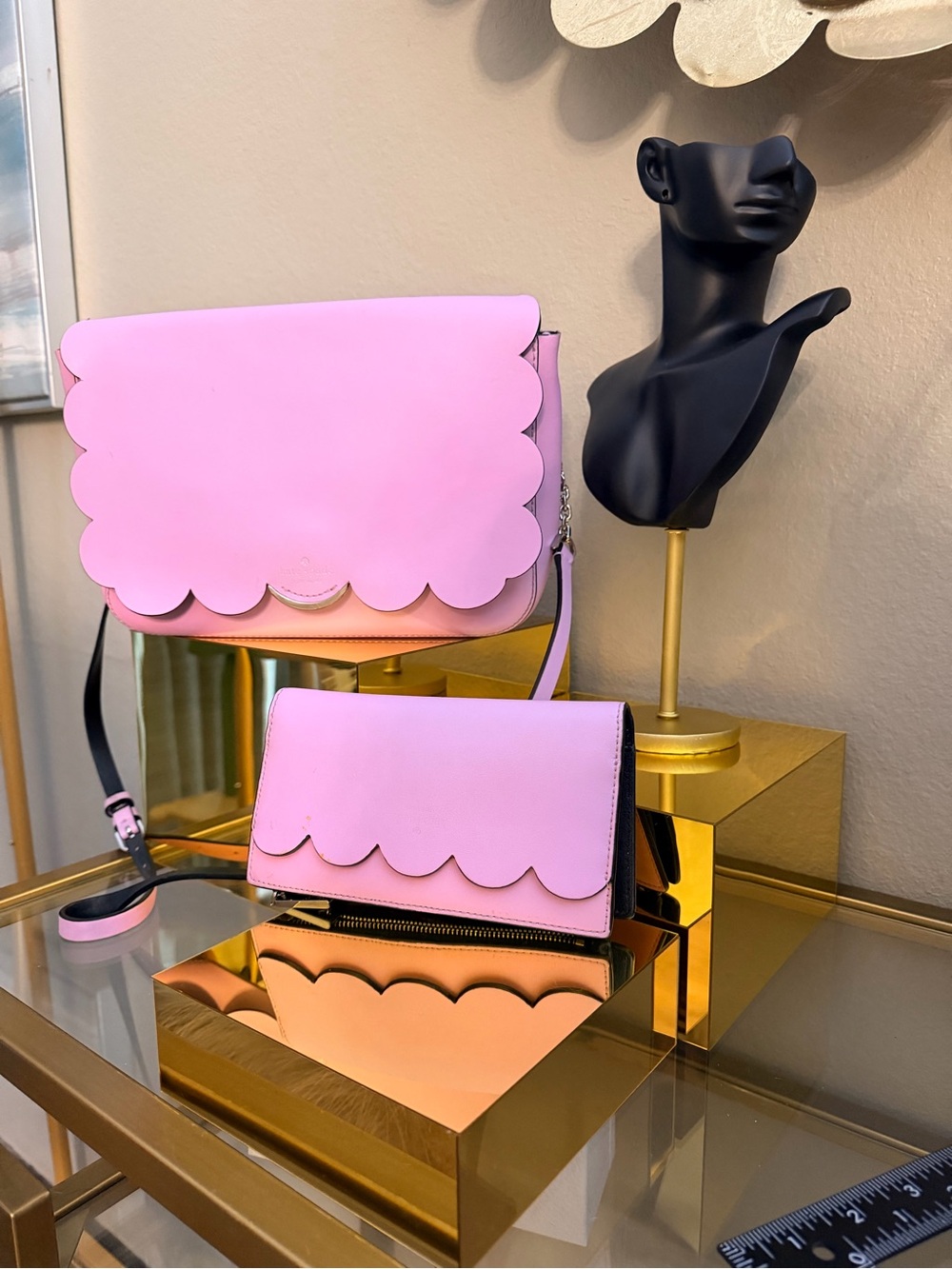 🌹 Kate spade Pink Scallop Crossbody Bag with Matching Wallet